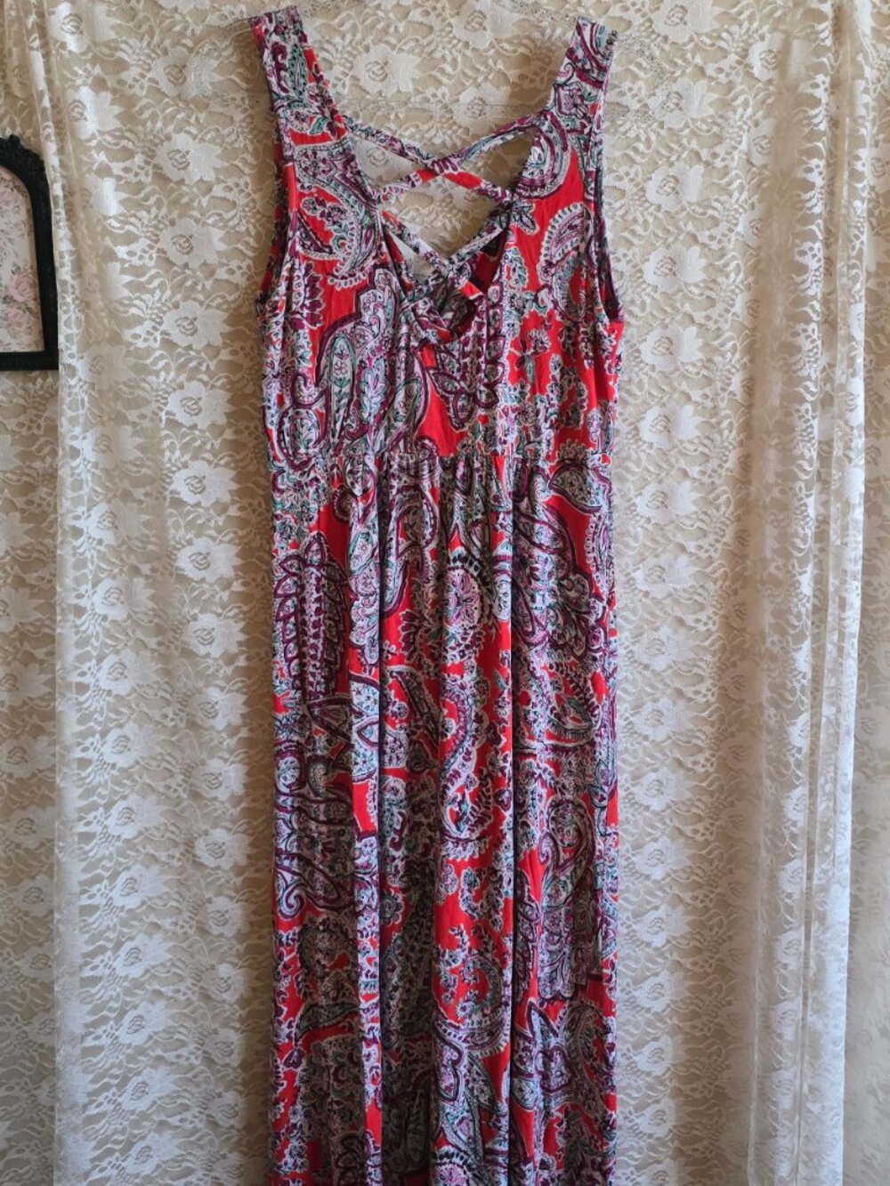 Boho - Loveappella - Red Floral maxi dress - strappy maxi dress - Picture 4 of 6